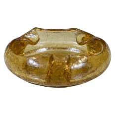 Petite crackled amber Murano glass dish